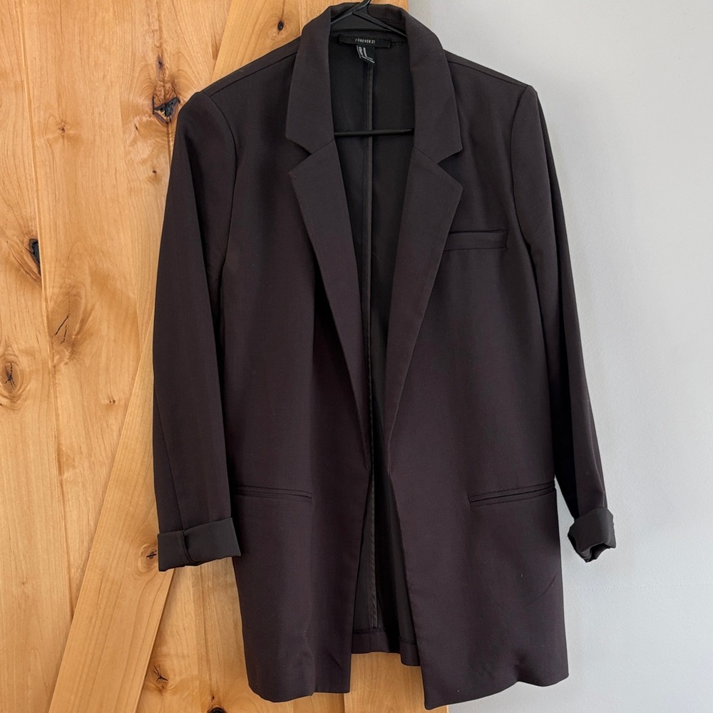Forever 21 Charcoal Longline Blazer